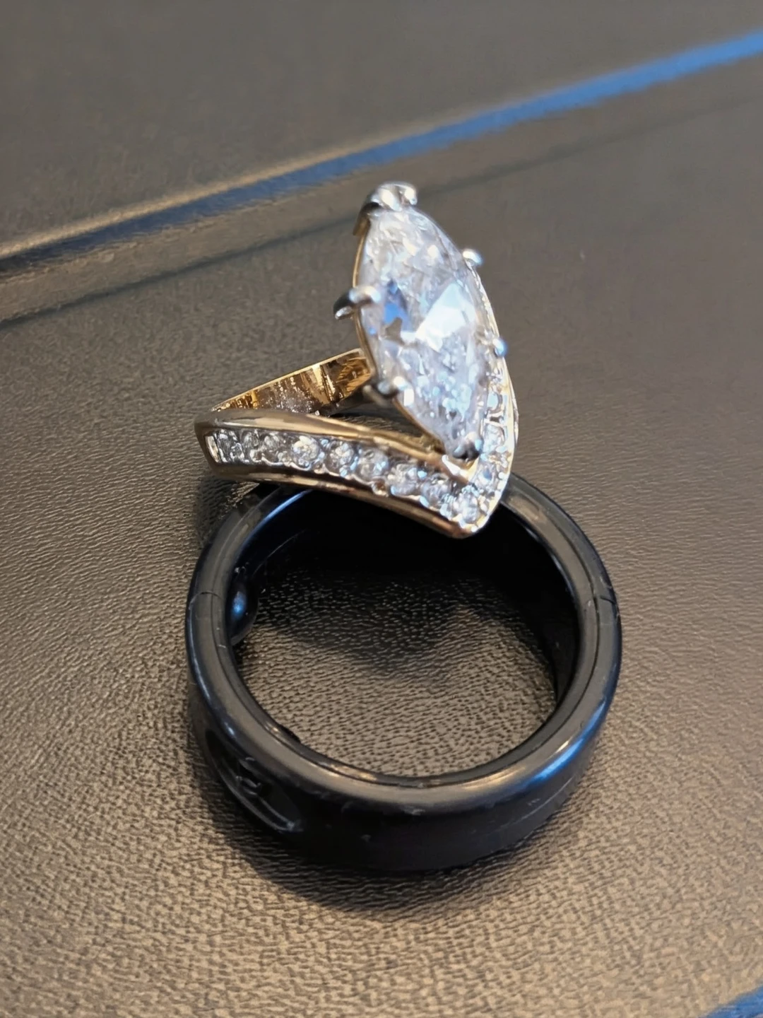 Vintage CZ Marquise Cut Cocktail Ring - photo 2