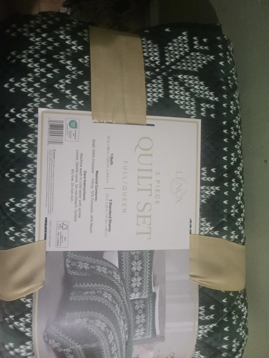 Lenox 3 Piece Quilt Set Full/Queen - Green - photo 2
