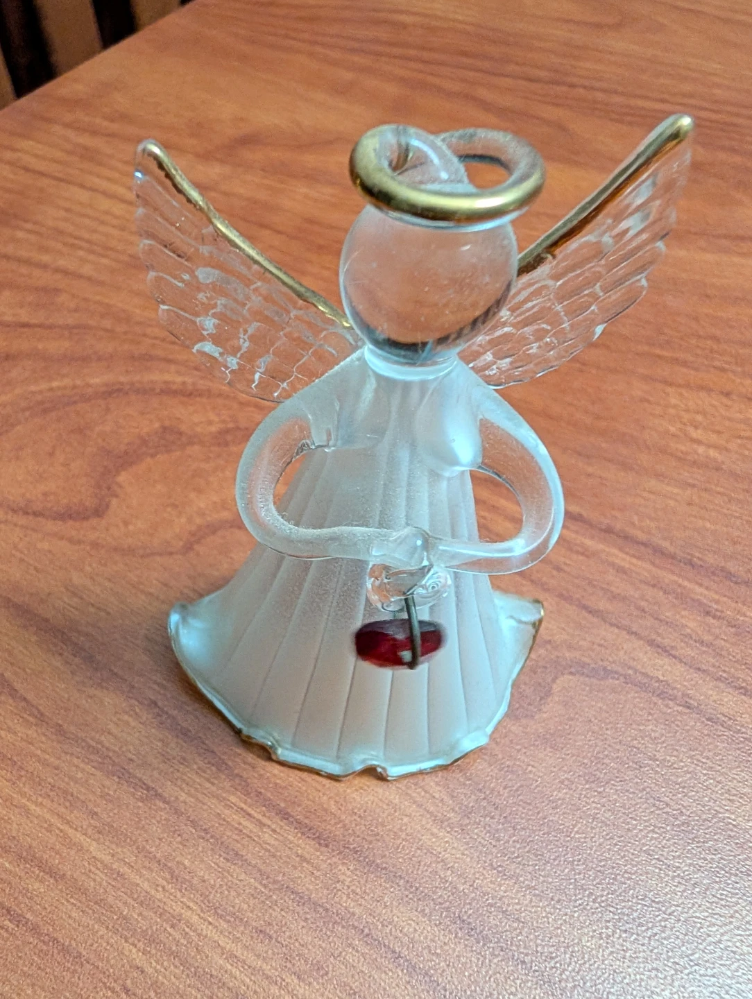 Glass Angel Figurine with Red Accent