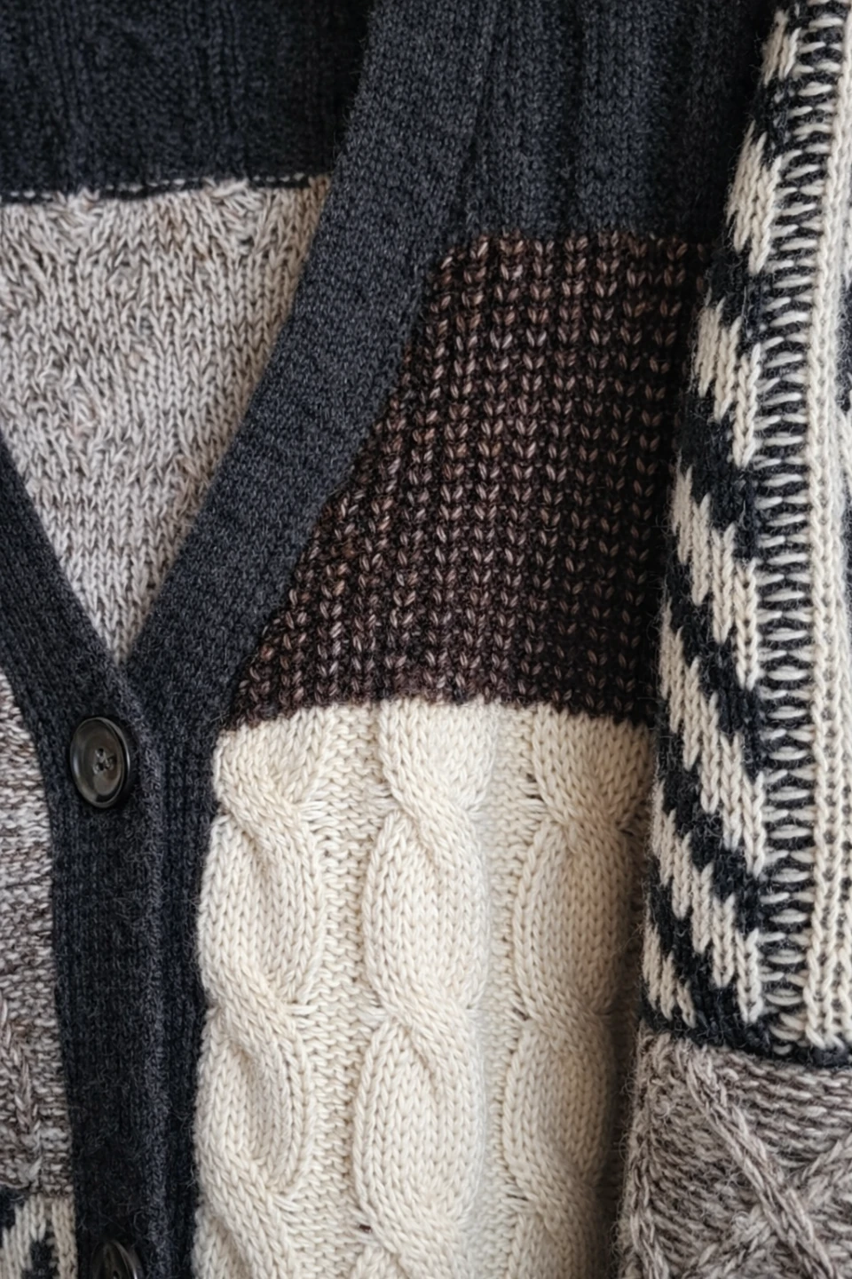 Zara Patchwork Knit Cardigan: Wool Blend – Like New! - photo 2