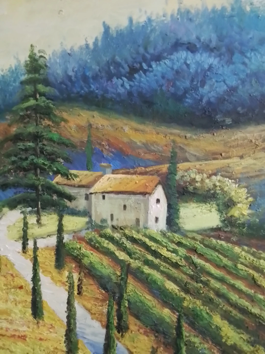 Tuscan landscape Original Oil Painting 34x34" - photo 4