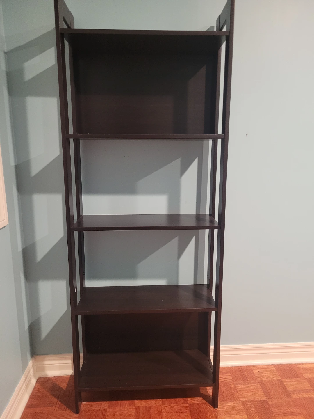 Dark Brown 5-Shelf Ladder Bookshelf