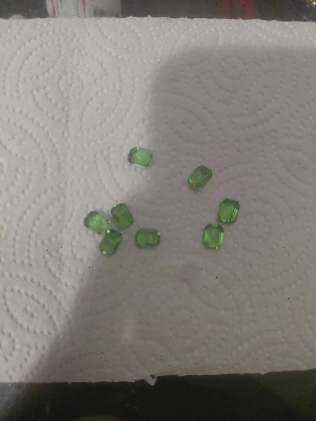 Set of 8 Green esmeraldas Rectangular Glass Gems - photo 2