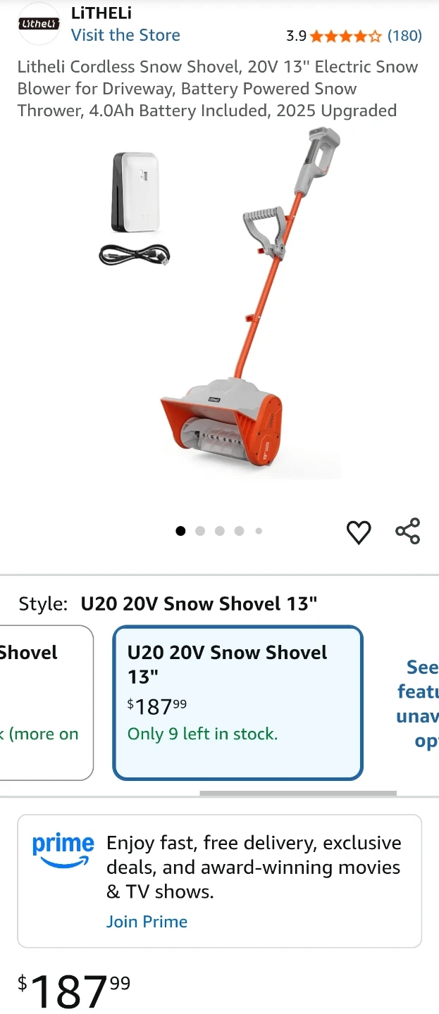 Litheli Cordless Snow Shovel, 20V 13'' Electric Snow Blower - photo 5