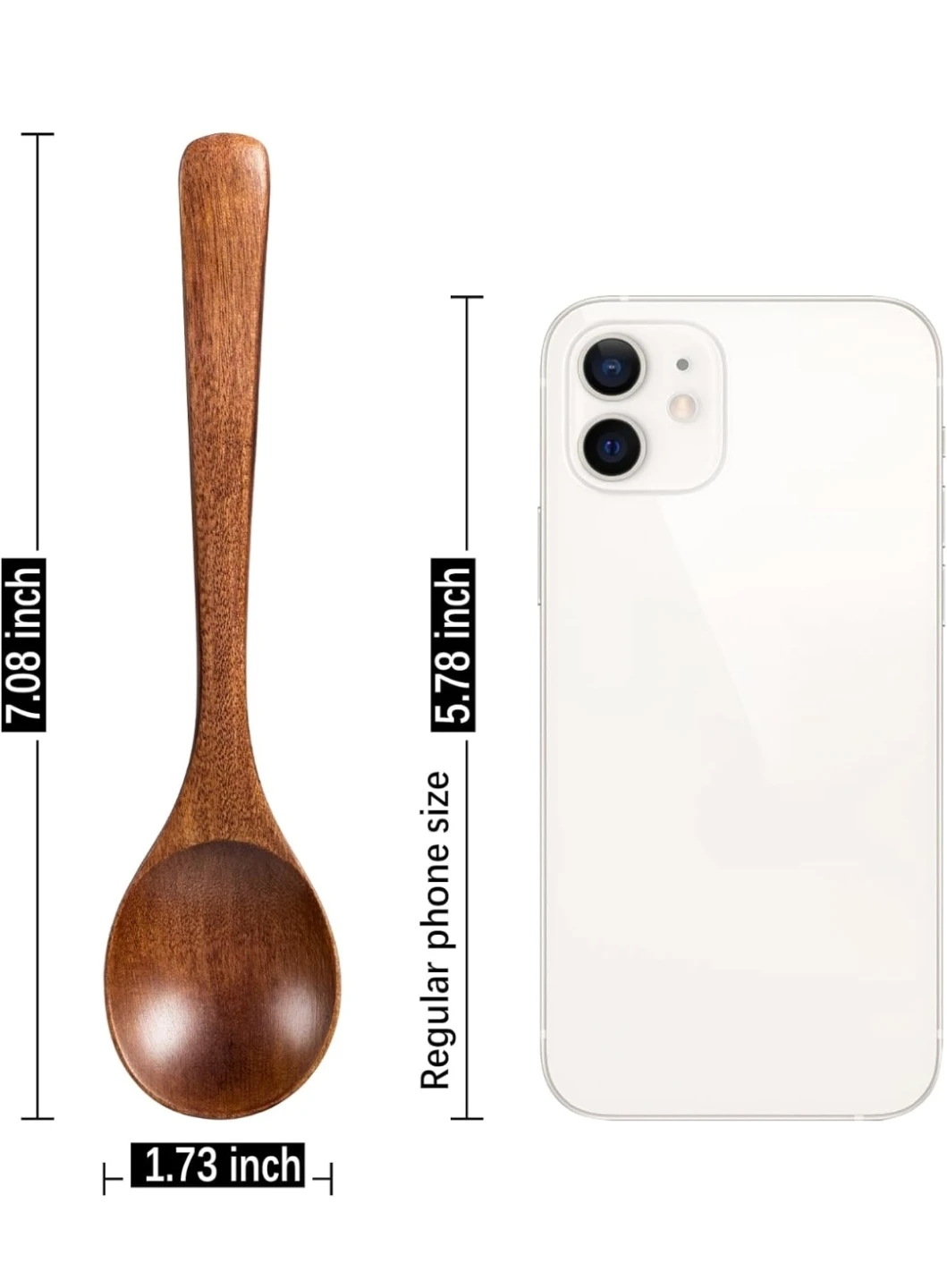 7PC Natural Hardwood Wooden Spoon Set | 7" Tea Coffee Honey - photo 2