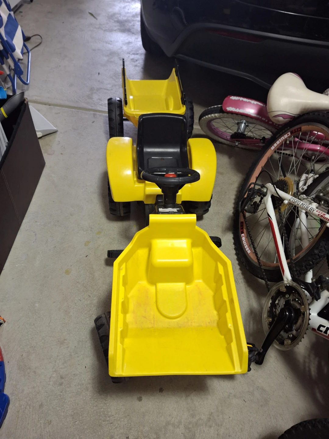 Yellow Pedal Tractor with Trailer