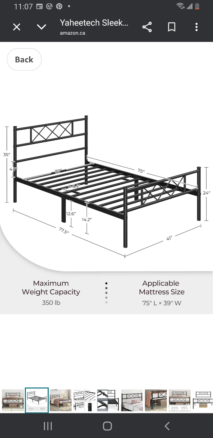 Yaheetech Black Metal Twin Bed Frame - photo 2