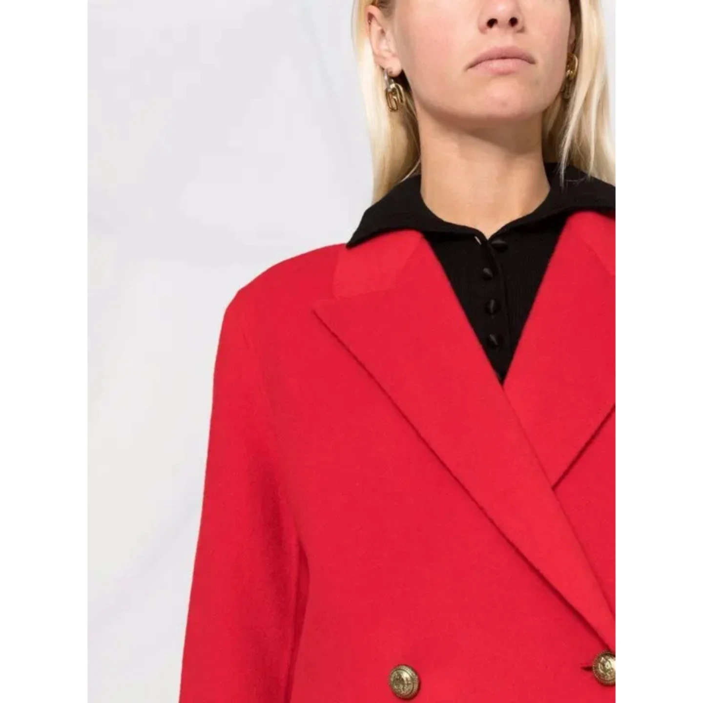 Sandro Red Double-Breasted Wool Blend Coat - photo 3