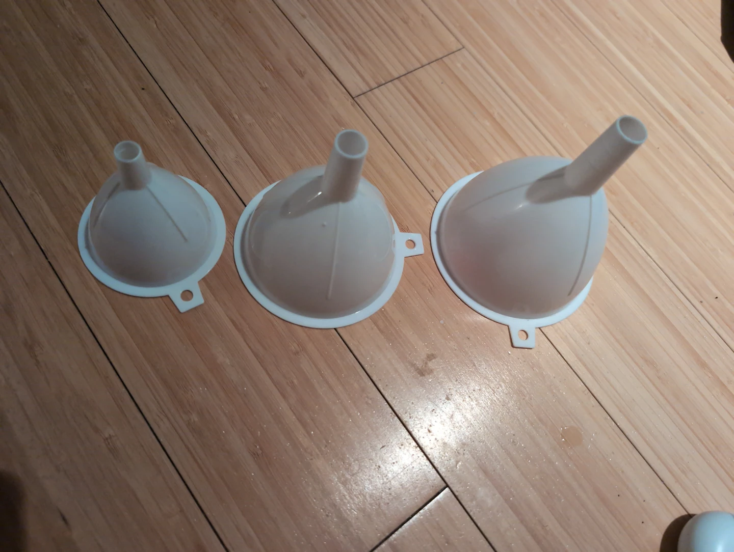 Set of 3 White Plastic Funnels