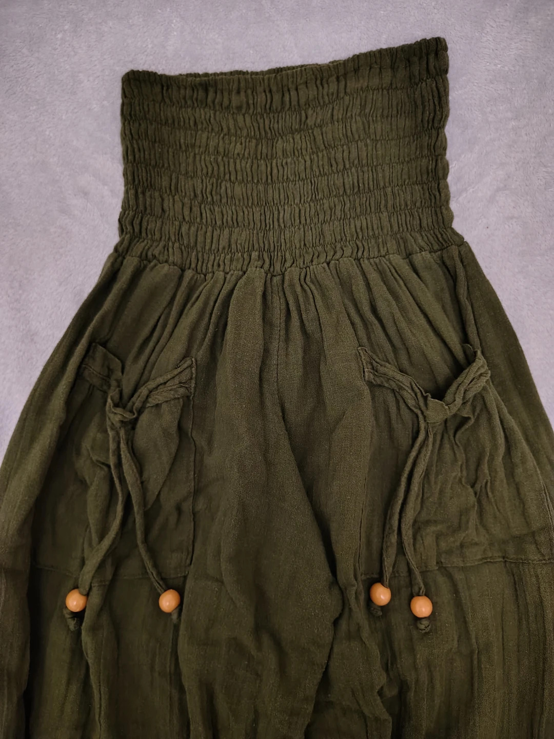 Olive Green Smocked Waist Harem Pants -xs/S - photo 2