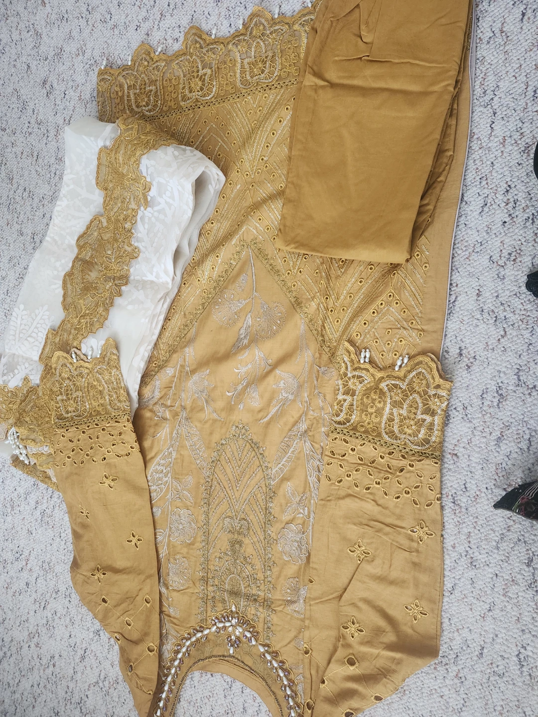 Embroidered Mustard Yellow 3-Piece Outfit