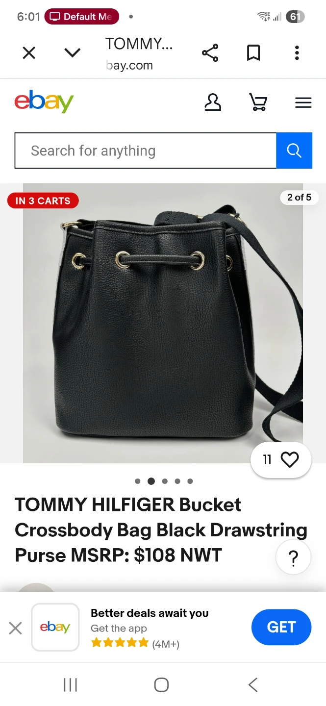 Tommy Hilfiger Black Leather Bucket Crossbody Bag - photo 2