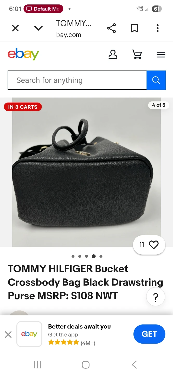 Tommy Hilfiger Black Leather Bucket Crossbody Bag - photo 3