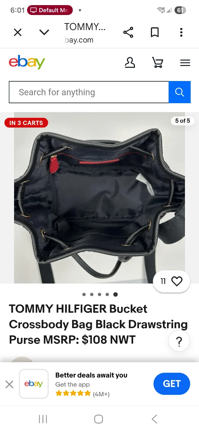 Tommy Hilfiger Black Leather Bucket Crossbody Bag - photo 4