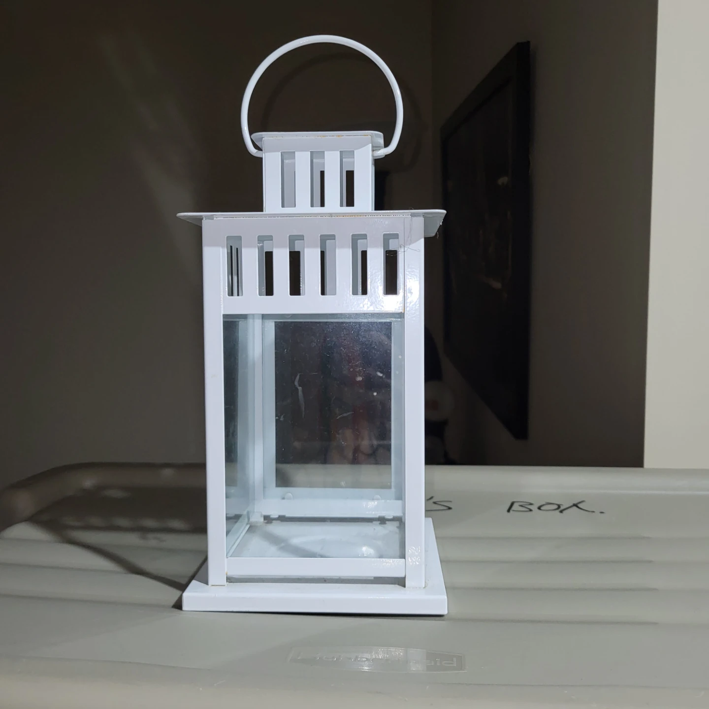 Decorative White Lantern with Glass Panes That Opens