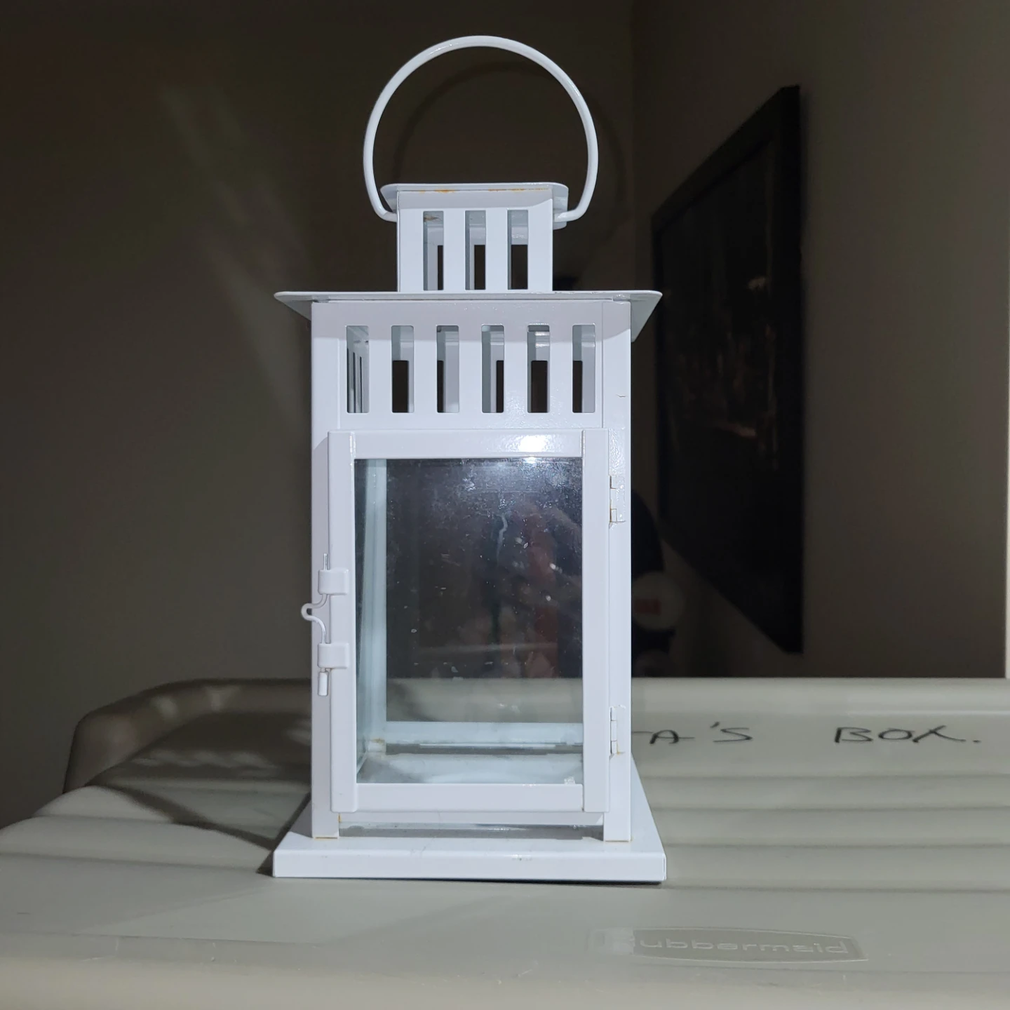 Decorative White Lantern with Glass Panes That Opens - photo 2