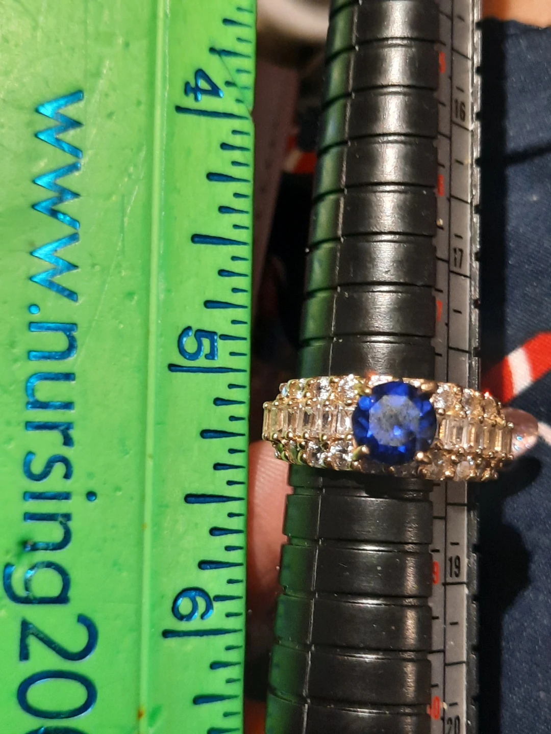 Genuine solid 14k yellow gold CZ ring created Sapphire
