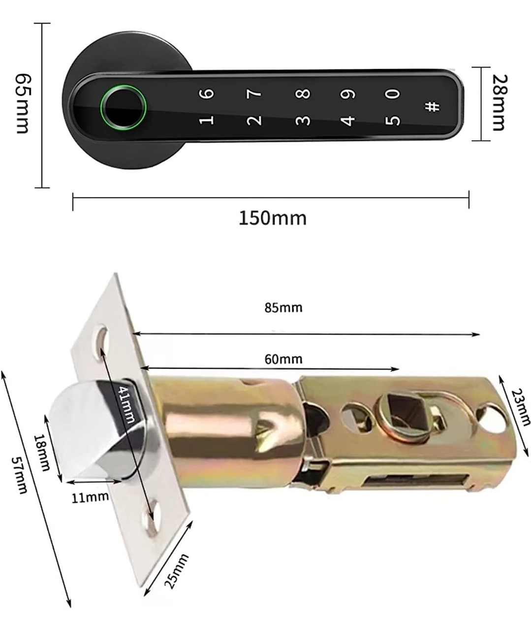 TEKXDD Smart Door Lock - Black Keypad/Fingerprint Handle - photo 2
