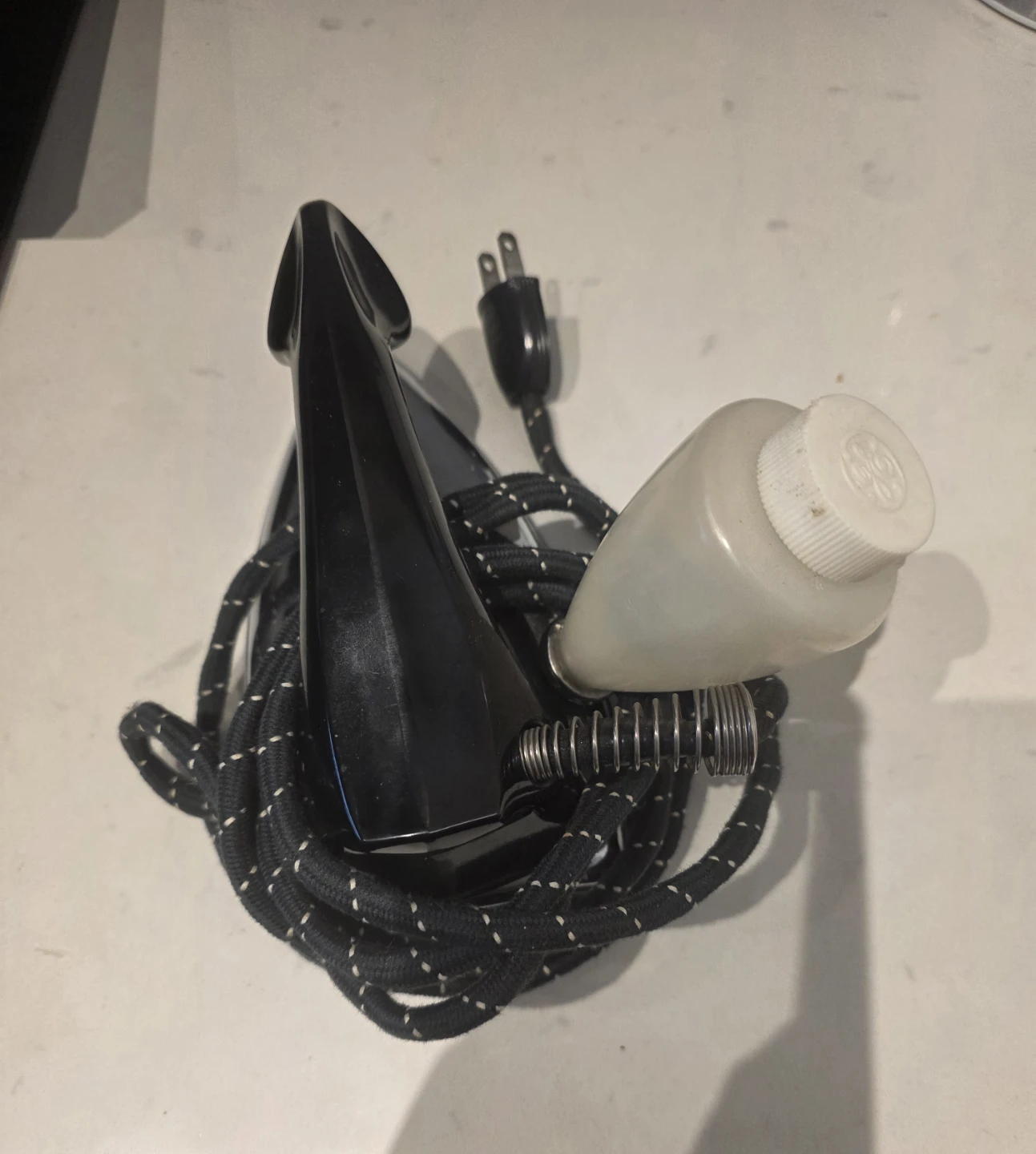 Vintage Black Steam Iron with Water Bottle