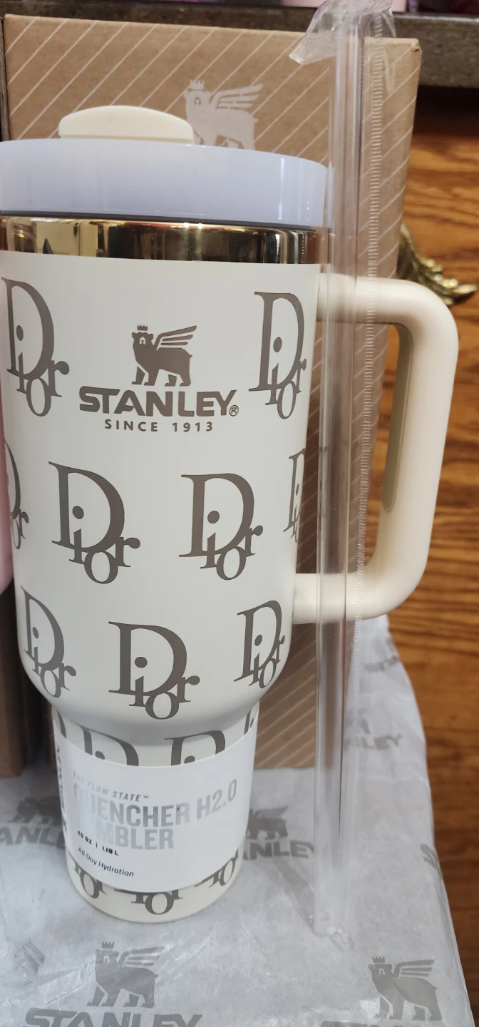Stanley Quencher H2.0 Tumbler with Straw - White Dior Print