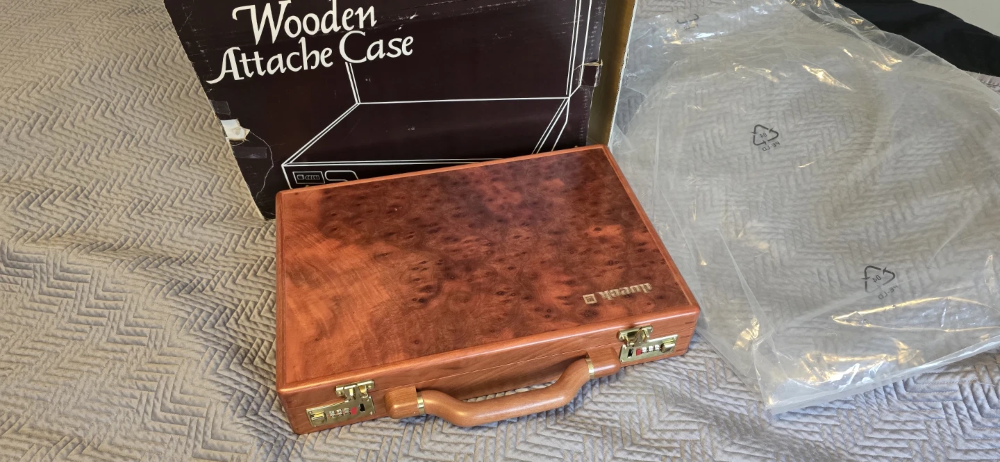 Vintage Wooden Attache Case with Combination Lock