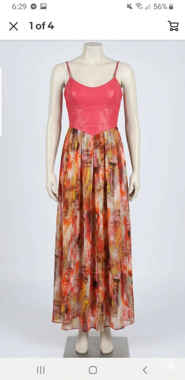 Danuer Leather and natural silk Women's Maxi Dress