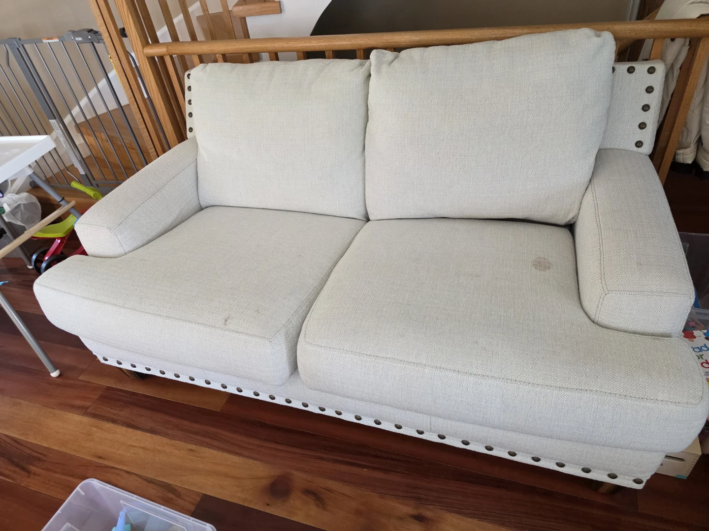 Free Light Beige Loveseat Sofa - photo 2