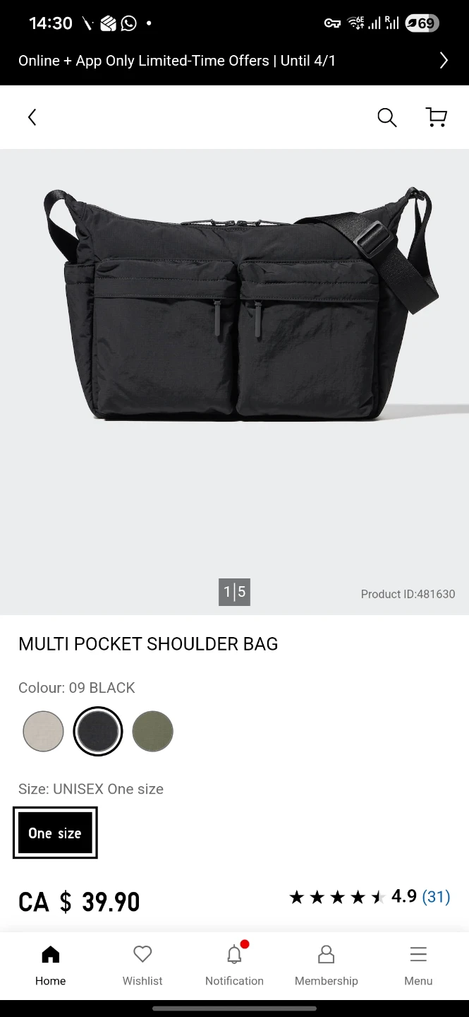Uniqlo Multi Pocket Shoulder Bag - photo 2