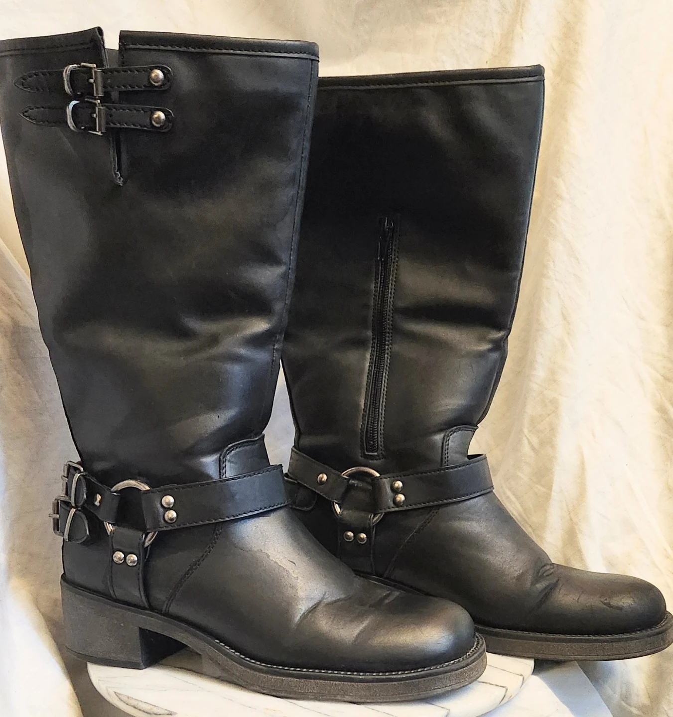 Black Tall Biker Boots - Size 10 US/CA - photo 2