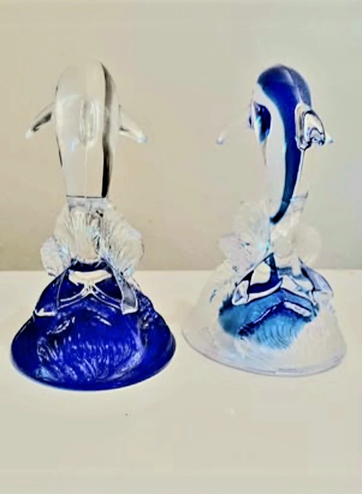 Vtg Pair of Crystal D'Arques Dolphins - photo 3