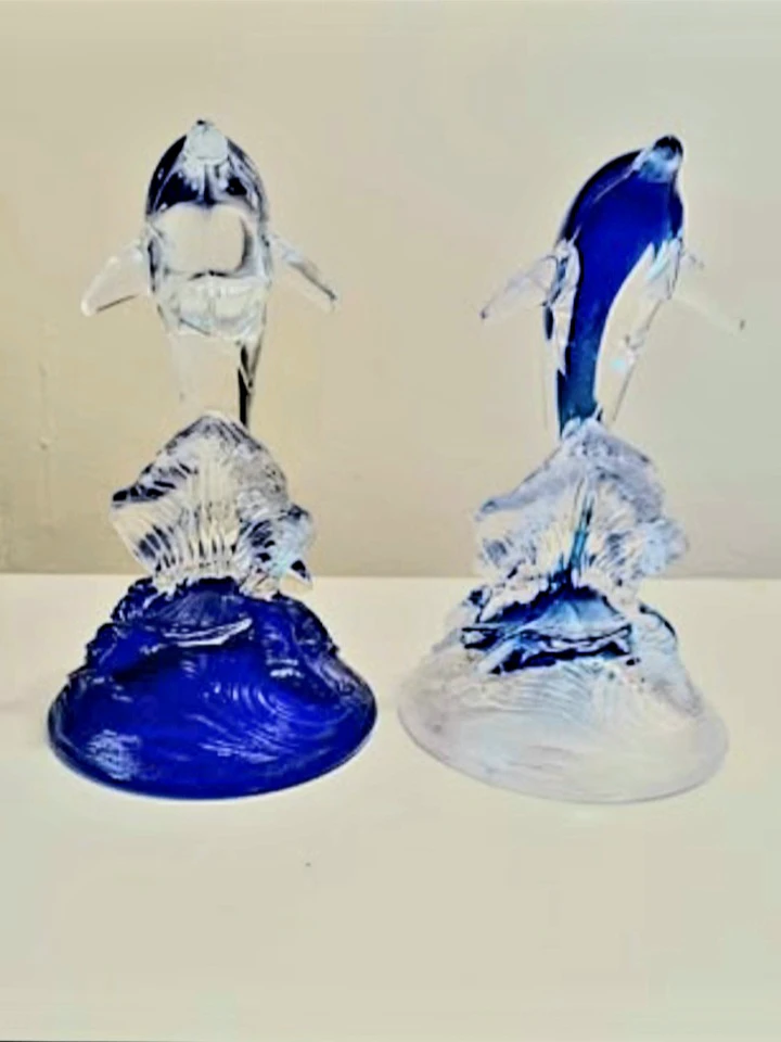 Vtg Pair of Crystal D'Arques Dolphins - photo 4