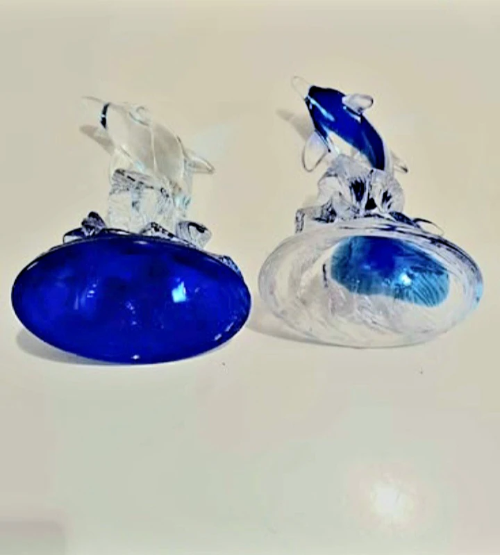 Vtg Pair of Crystal D'Arques Dolphins - photo 5