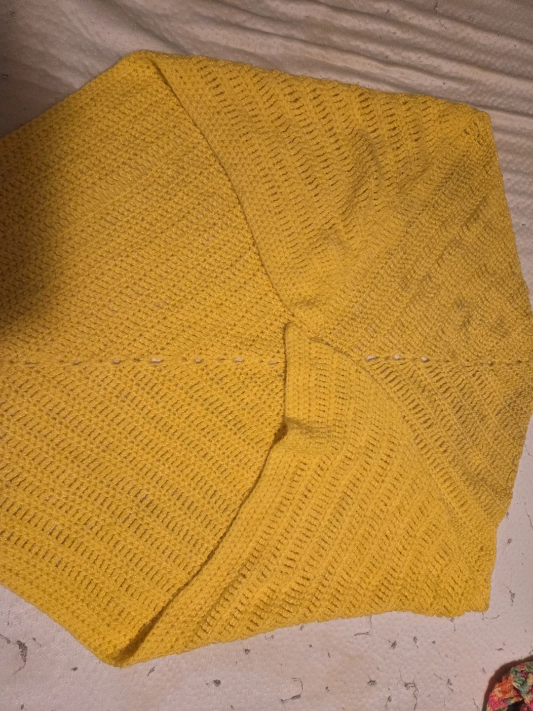 Yellow hand crocheted Shawl