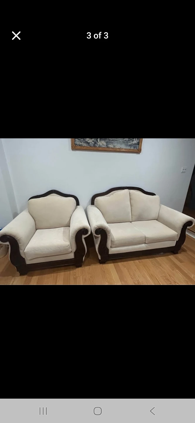 Cream Sofa and Loveseat Set