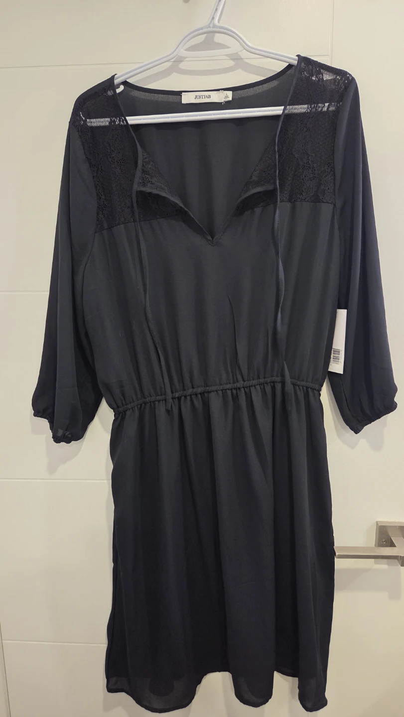 JUSTFAB Black Lace Detail Dress Size L