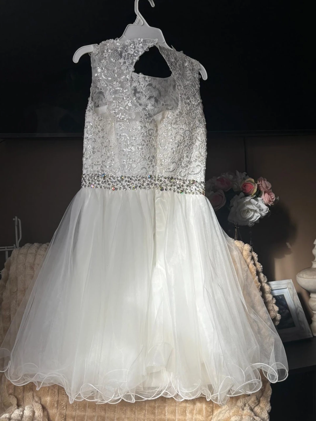 White Sequin Lace Formal Dress - photo 2