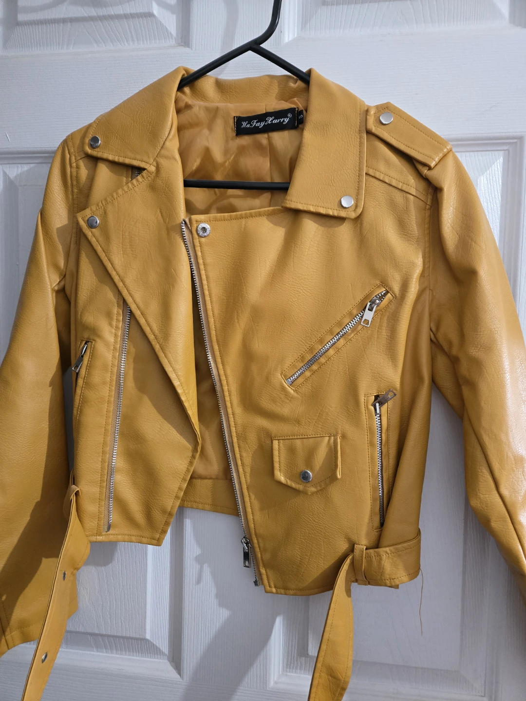 Yellow Faux Leather Moto Jacket
