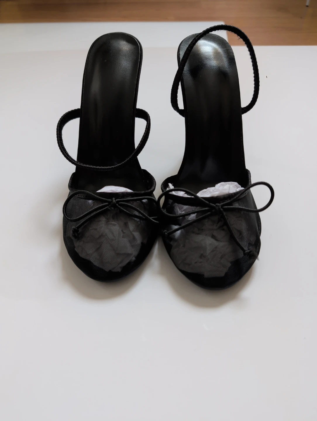 Black Slingback Heels with Bow Detail
