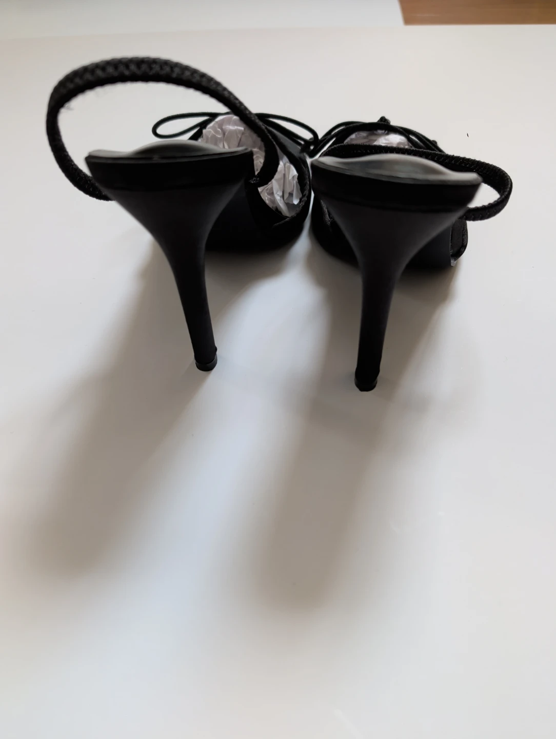 Black Slingback Heels with Bow Detail - photo 2