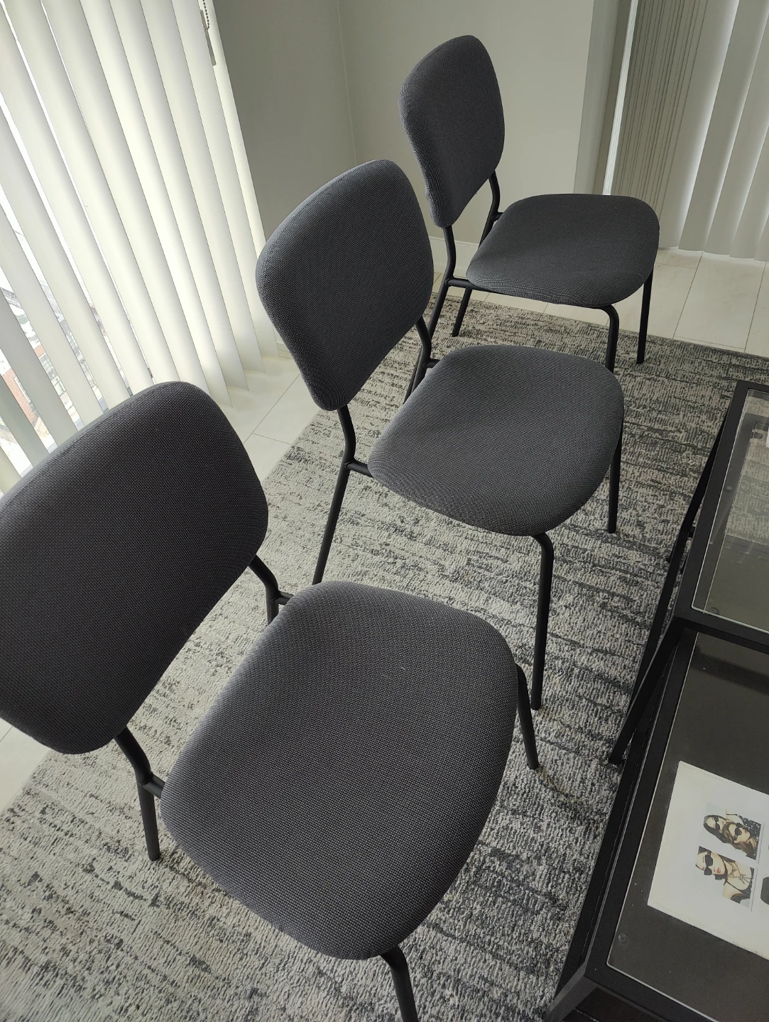 Set of 3 Dark Grey IKEA VITTSJÖ Chairs