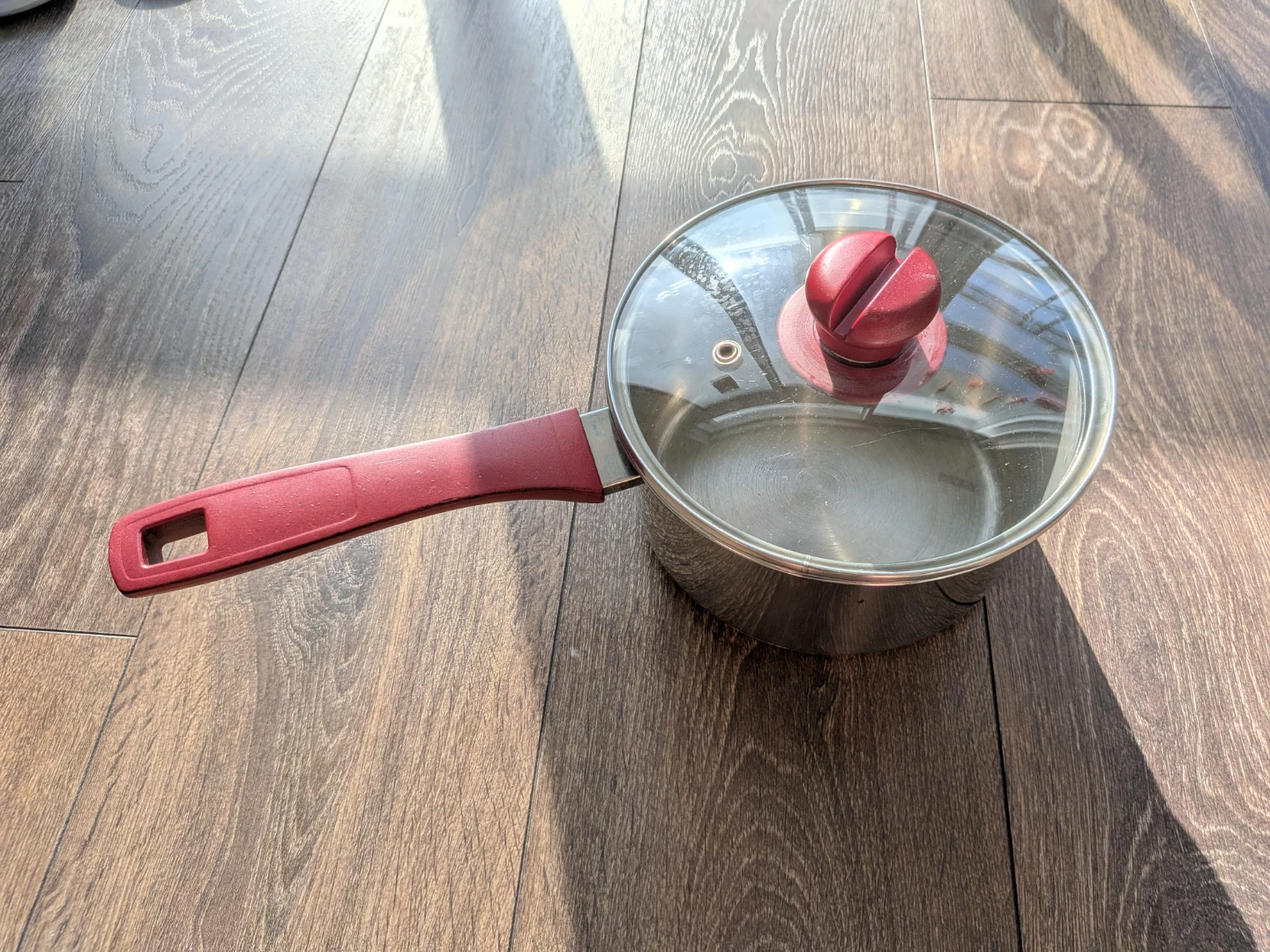 Prestige Platina Stainless Steel Saucepan with Lid 8' - Red