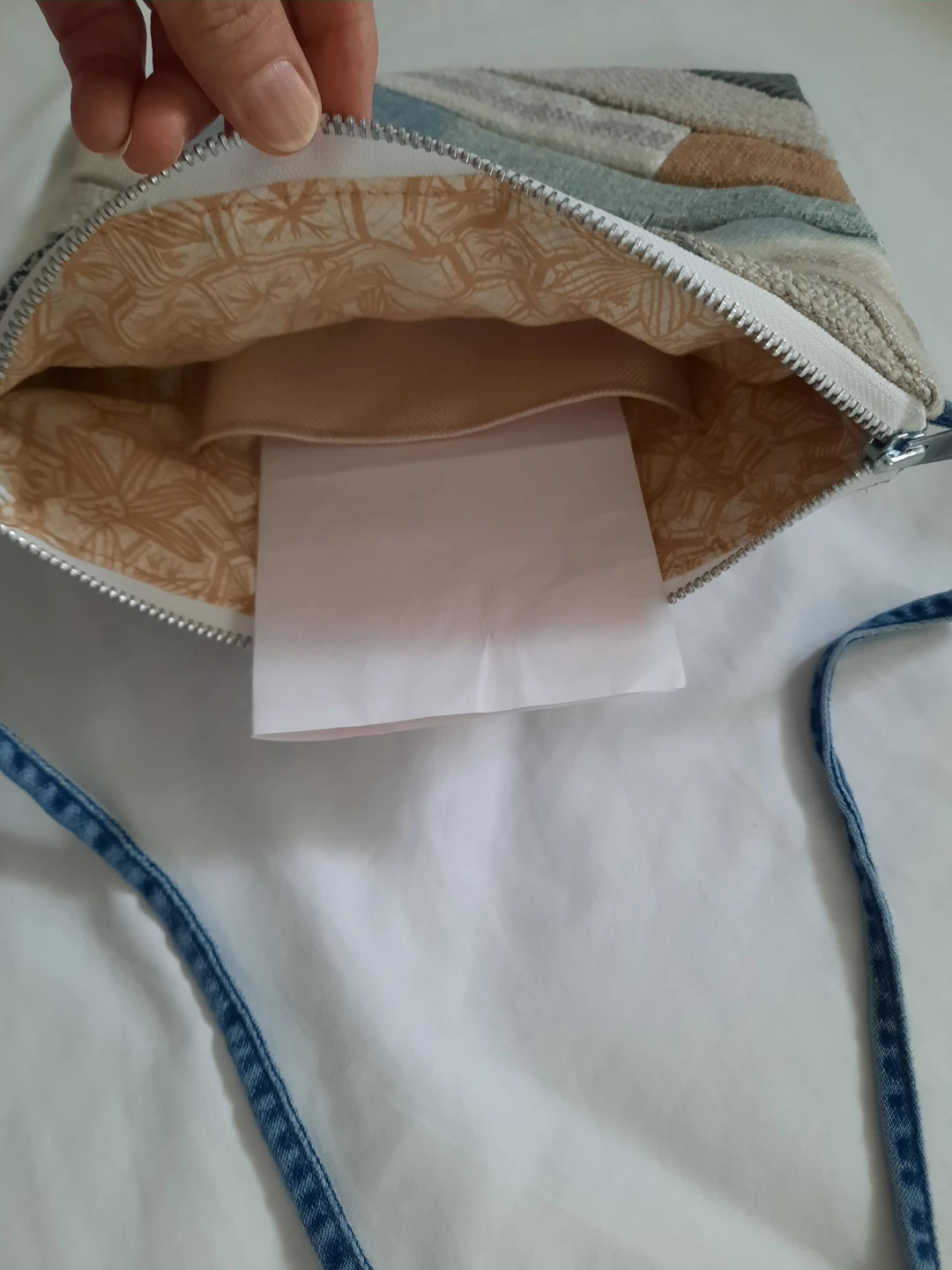 Quilted Patchwork Clutch Bag with Denim Strap - photo 4