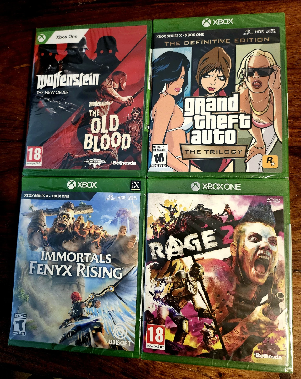 NEW/SEALED XBOX Grand Theft Auto,Wolfenstein,Rage 2,Immortals