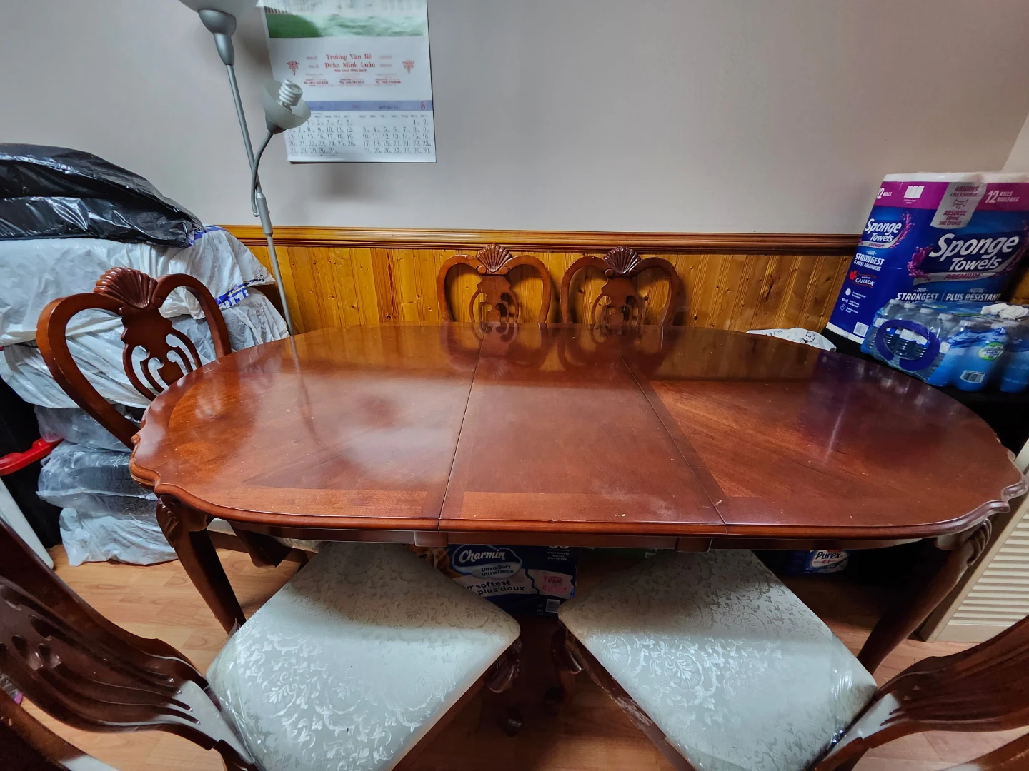 Wooden Dining Table with 6 Chairs