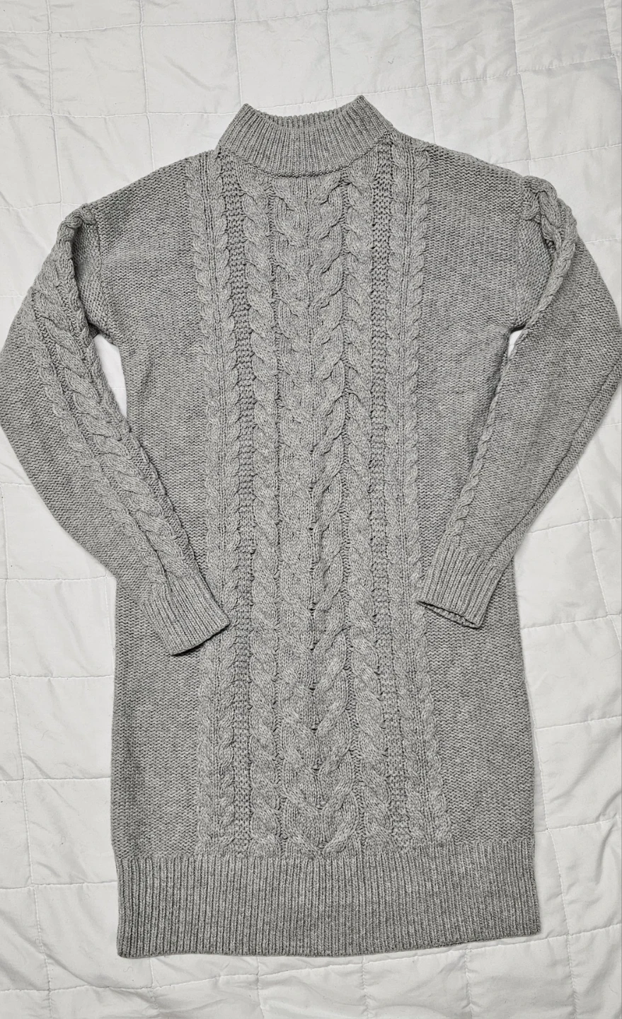 UNIQLO Grey Cable Knit Turtleneck Sweater Dress Size M