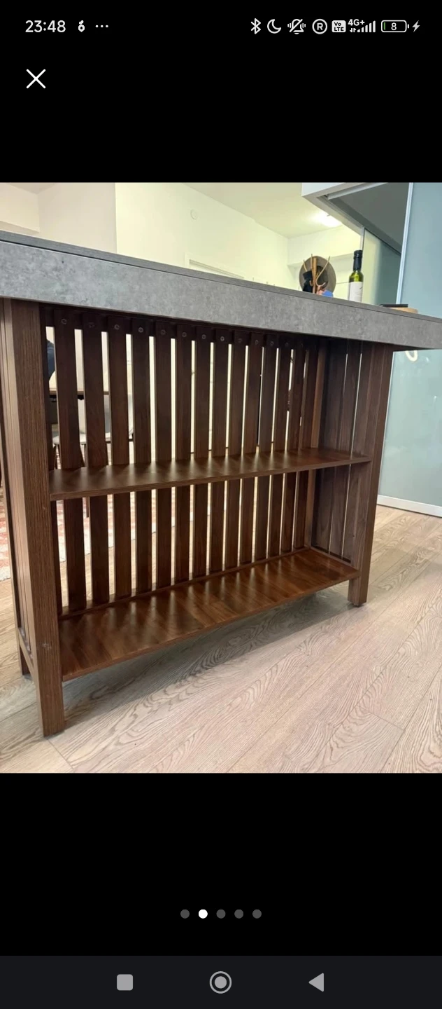 Wooden Kitchen Island with Shelving