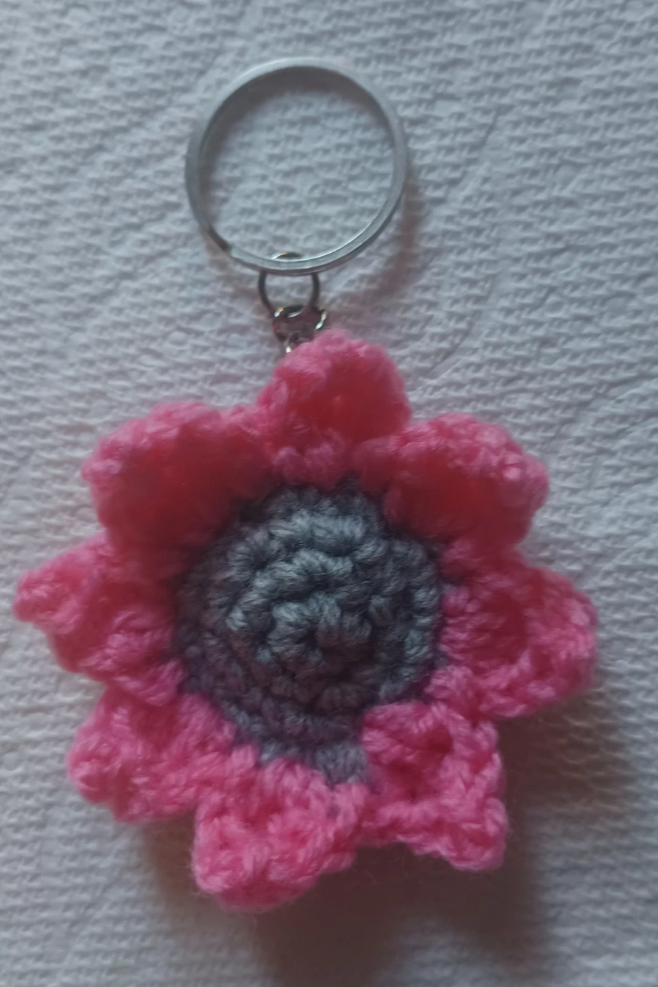 Handmade Pink Crochet Flower Keychain - photo 5
