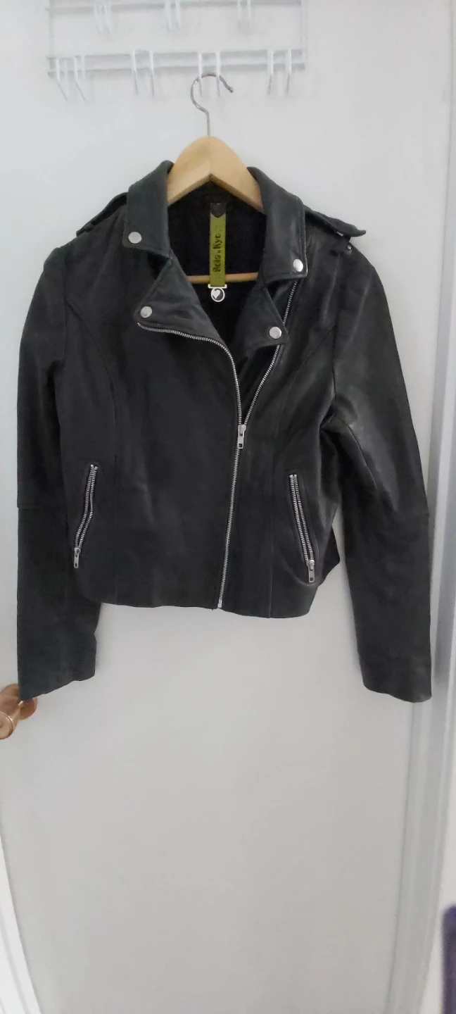 Black Leather Moto Jacket women's large