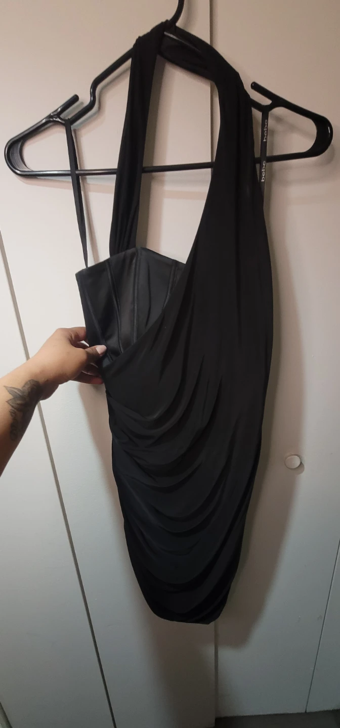 Bebe Black Halter Ruched Dress - photo 3