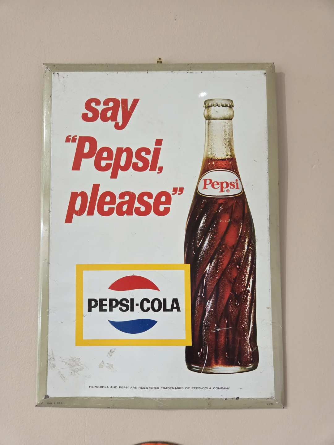 Vintage Pepsi-Cola Tin Sign
